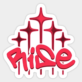 rise red star spark lettering word art Sticker